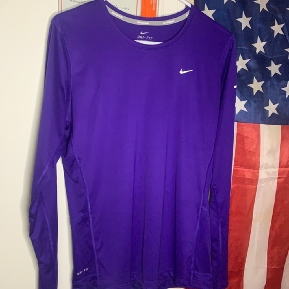 Women's Nike Running Long Sleeve Large Purple and Grey Comfy Performance Sports
